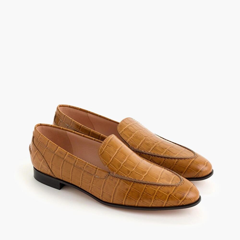 Sperry Tan Croc-Embossed Leather Loafers